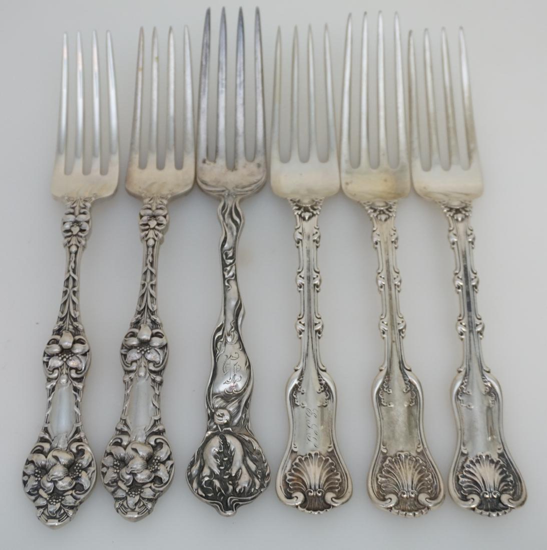 6 ANTIQUE STERLING DINNER FORKS (1 of 6)
