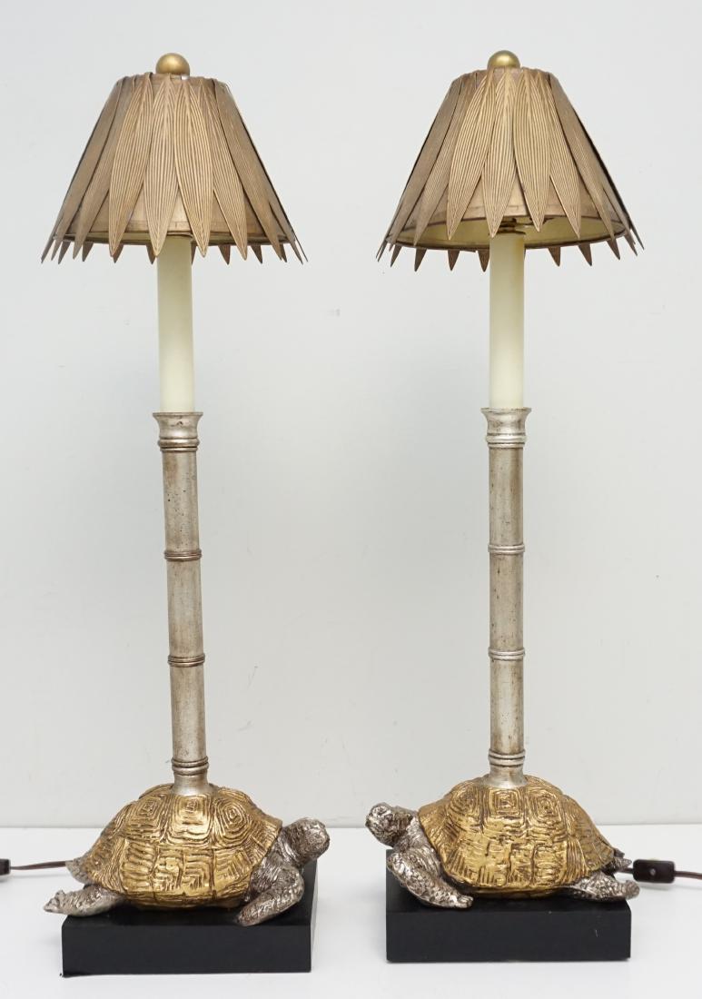 PAIR CONTEMPORARY FIGURAL TURTLE LAMPS (1 of 7)
