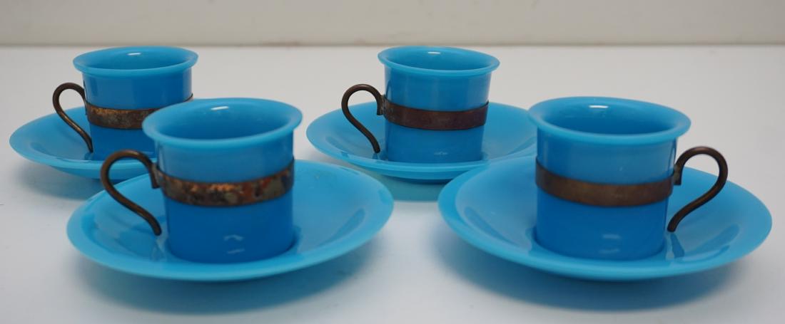 4 CHINESE PEKING GLASS CUPS / SAUCERS (1 of 7)