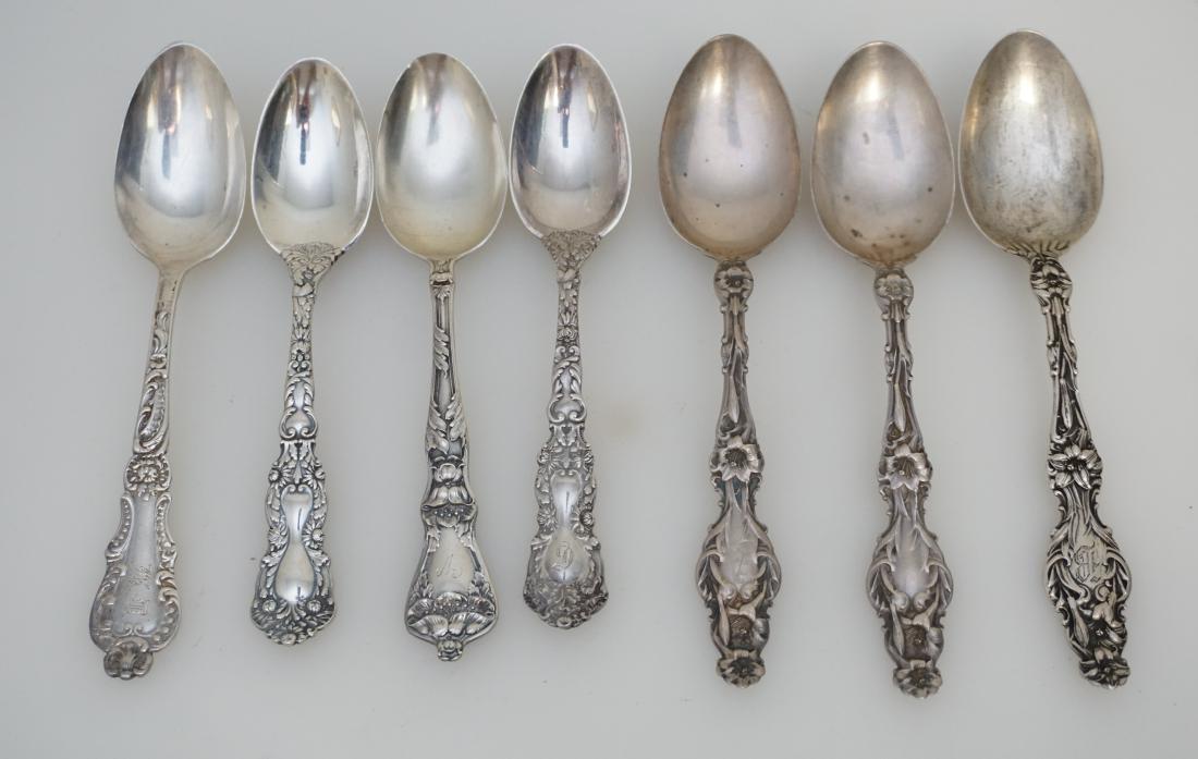 7 ANTIQUE STERLING TEASPOONS (1 of 6)