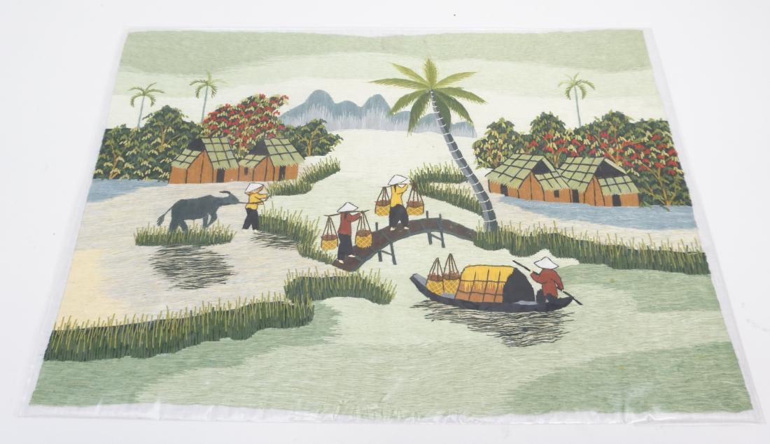 VINTAGE VIETNAMESE NEEDLEWORK ON SILK (1 of 8)
