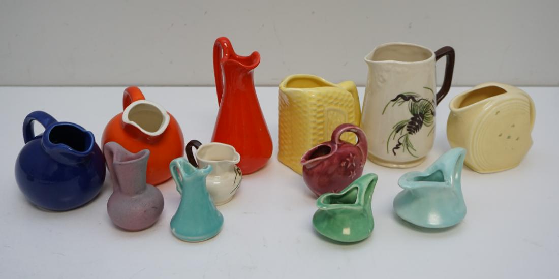 12 pc SMALL AMERICAN POTTERY PITCHERS (1 of 9)