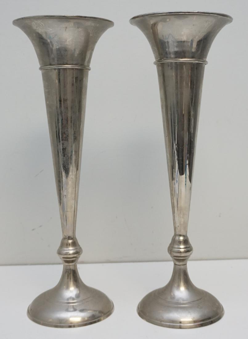 2 TALL SILVER PLATED TRUMPET VASES (1 of 5)