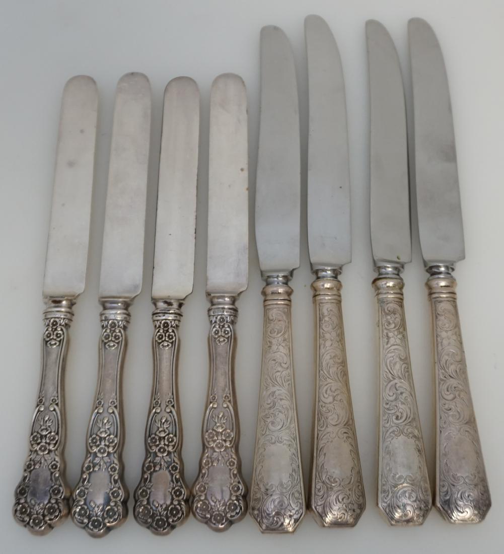 8 ANTIQUE STERLING HANDLE DINNER KNIVES (1 of 8)
