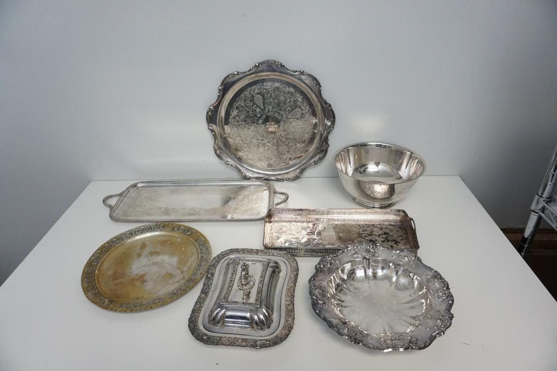 7 pc 800 + SILVERPLATE TRAYS - BOWLS + (1 of 7)