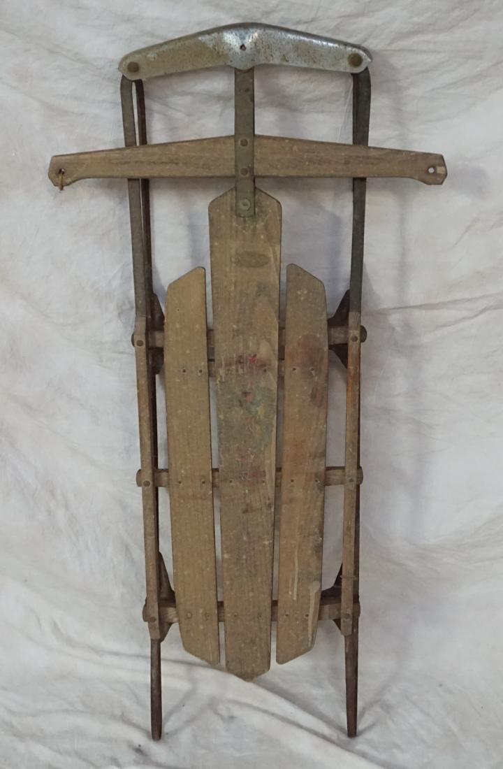 FLEXIBLE FLYER AIRLINE PILOT SLED: Antique Flexible Flyer Airline Pilot No. 41 Sled - Planet Junior Wooden Sled. Made in U.S.A. by S. L. Allen & Co, Inc. of Philadelphia, PA. Measures 21x42x6". PROVENANCE: A Pawleys Island SC Private E