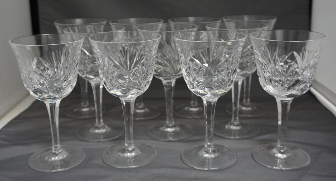 10 GORHAM CRYSTAL WINE GLASSES: 10 Gorham Crystal "Cherrywood" Wine Glasses. Cut with Criss-Cross & Fan On Bowl. Excellent condition. Each 5 5/8". Weight on all to ship 7lbs 5oz. PROVENANCE: A Private Charleston SC Estate.
