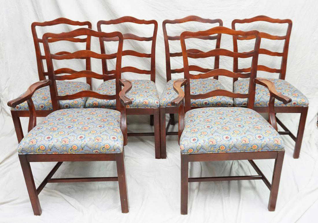 6 Chippendale Style Ladderback Dining Chairs