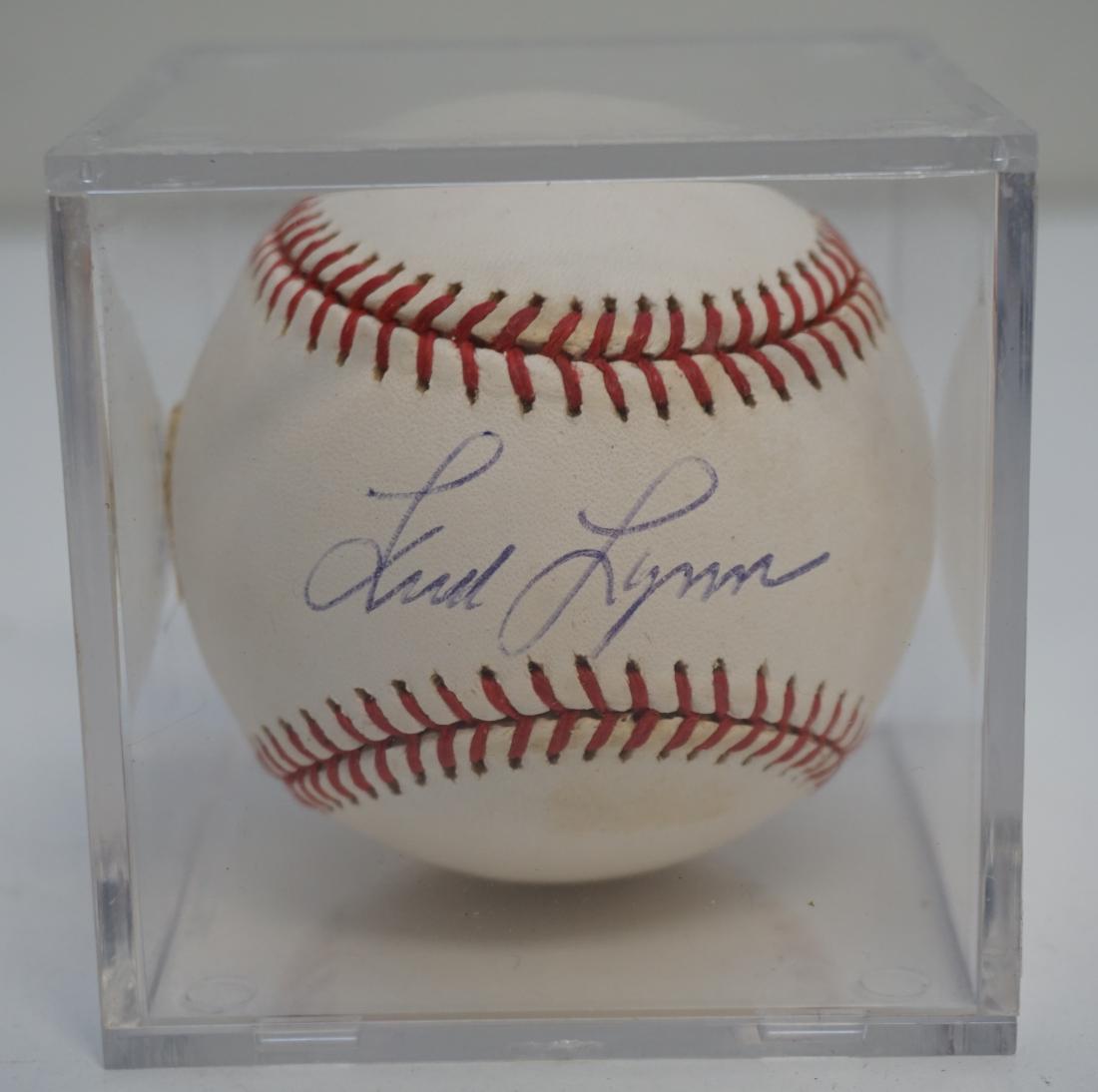 FRED LYNN AUTOGRAPHED BASEBALL: Fred Lynn Autographed Baseball with the psa/dna sticker. In plexiglass display. Fredric Michael Lynn (born February 3, 1952) is an American former professional baseball player who played in Major Leag