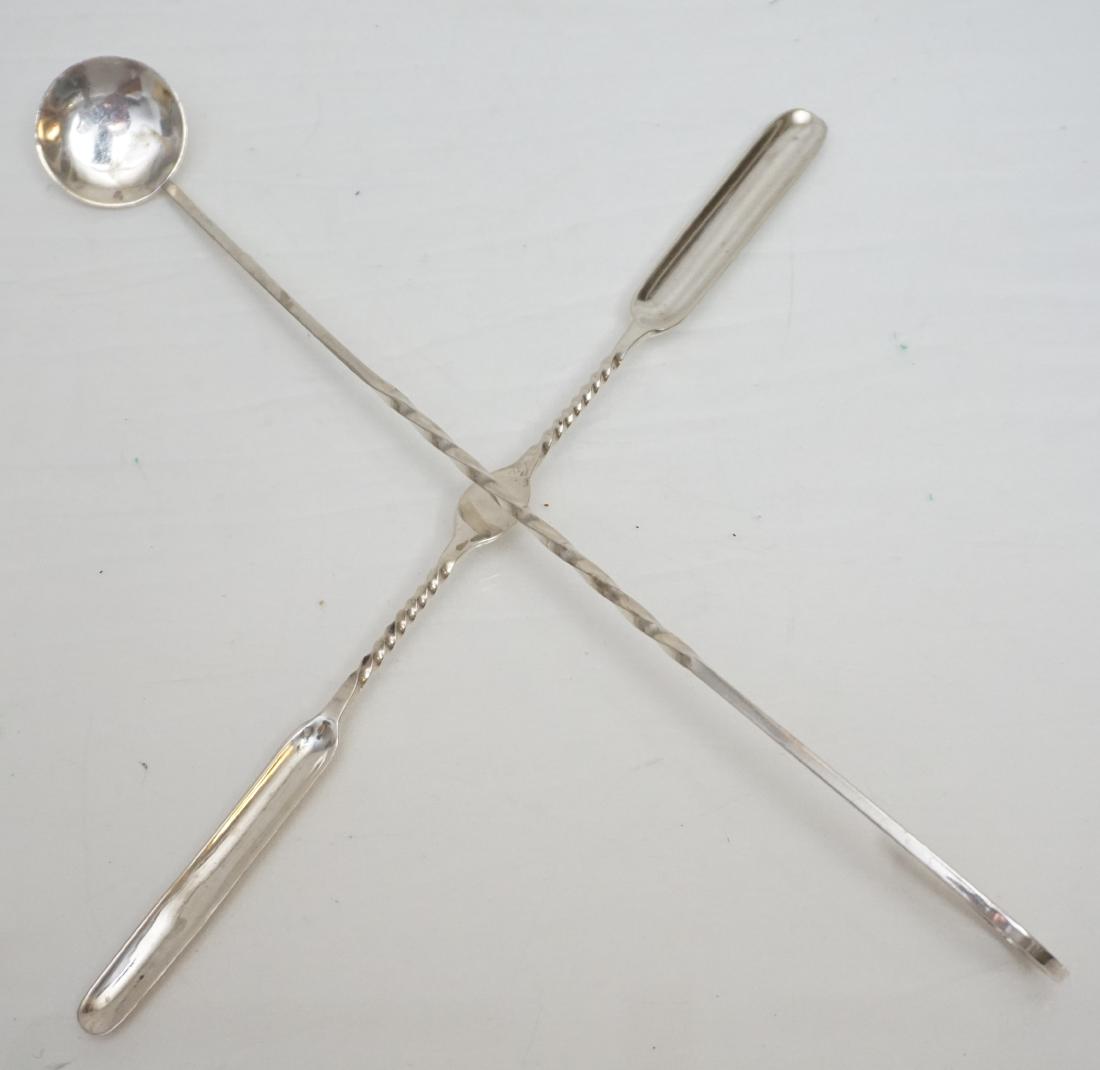 2 STERLING MARROW SCOOP & COCKTAIL MUDDLER: 1- Antique Sterling Silver Marrow Scoop. Makers mark B.B. & Co. Measures 11". 2- Sue Van Wye Sterling Silver Cocktail Spoon/Muddler. Twist Handle and Hook. Measures 12 1/4". Weight 80 grams. PROVENANC
