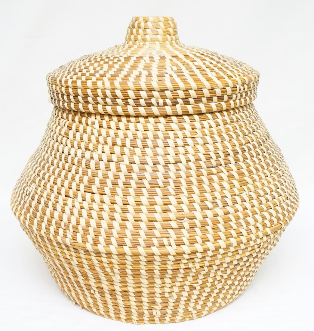 LARGE GULLAH SWEETGRASS LIDDED BASKET