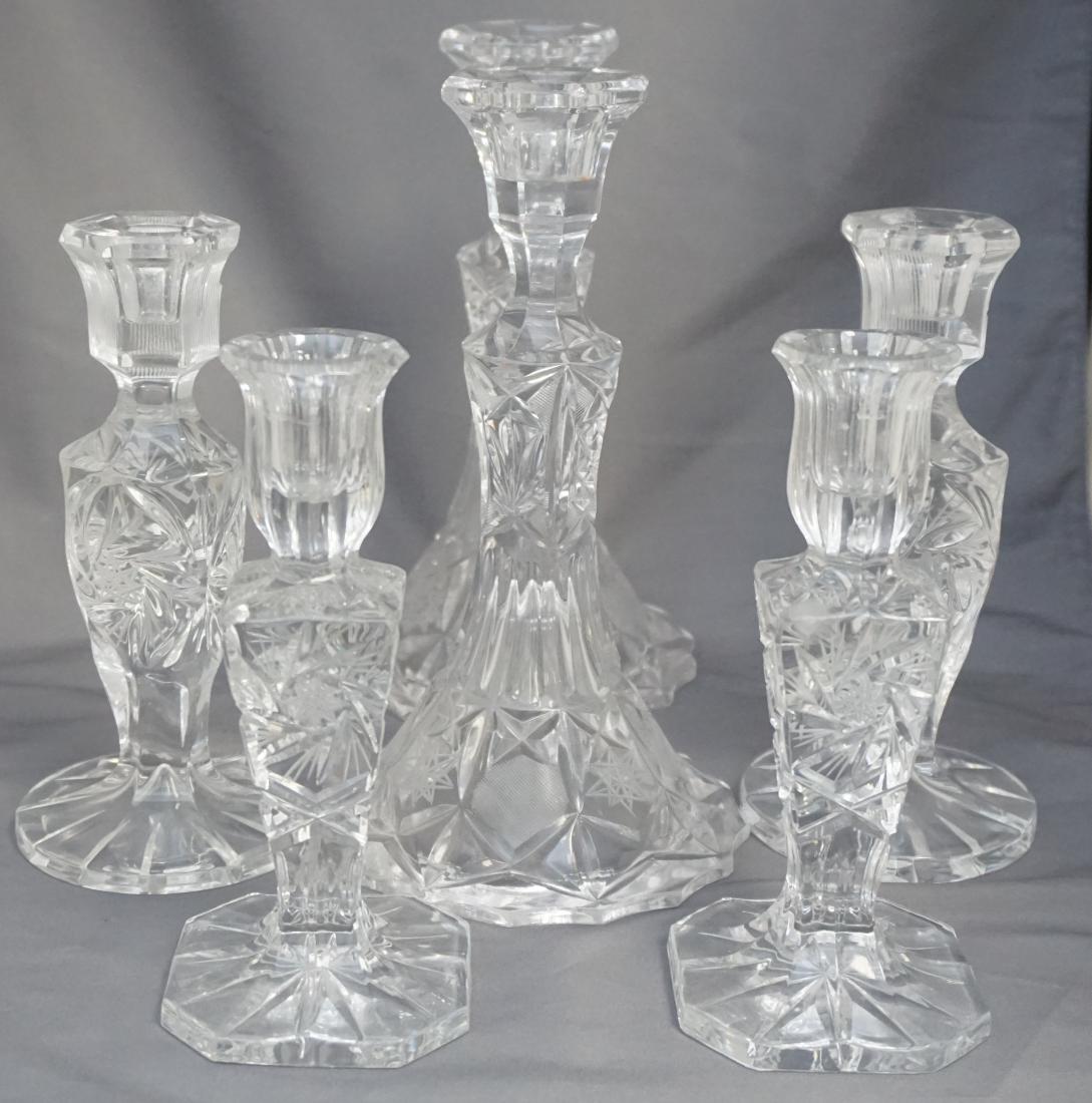 6 LEAD CRYSTAL CANDLE STICKS: 3 Pairs (6) 20th c. Lead Crystal Candlesticks. Good condition 8 3/4", 7" and 6 1/2". Weight on all combined 8 pds. PROVENANCE: A Private Charleston SC Estate.