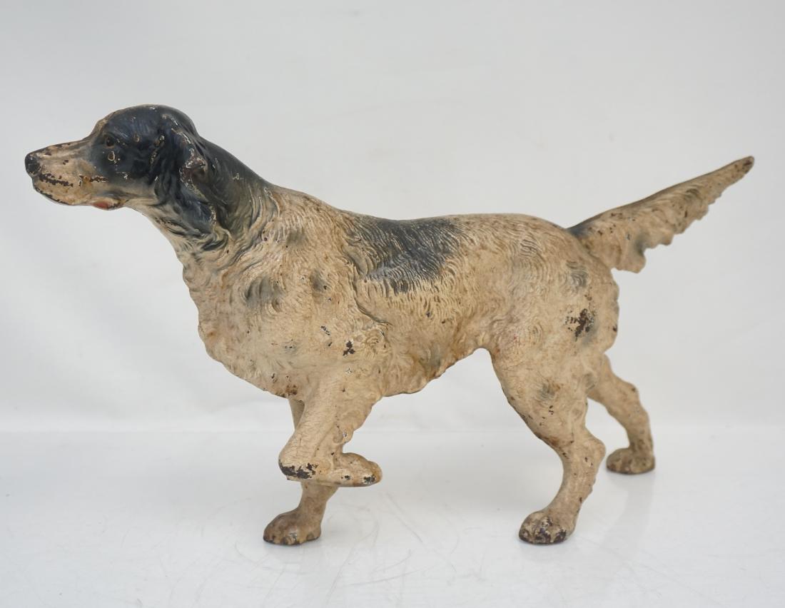 ORIGINAL HUBLEY ENGLISH SETTER DOORSTOP: Antique Circa 1910-1940 Hubley English Setter hunting dog cast iron door stop. Made by Hubley of Lancaster, PA. All original paint and highly detailed. Condition very good no cracks or breaks with nor