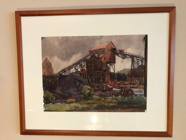 ROGER BAILEY(1897-1995) UTAH COAL MINE: Roger Bailey (American, 1897-1995) Original Mid Century Industrial Watercolor on wove paper, Utah Coal Mine. Signed by the artist lower left. The watercolor was in the private collection of Marshall M