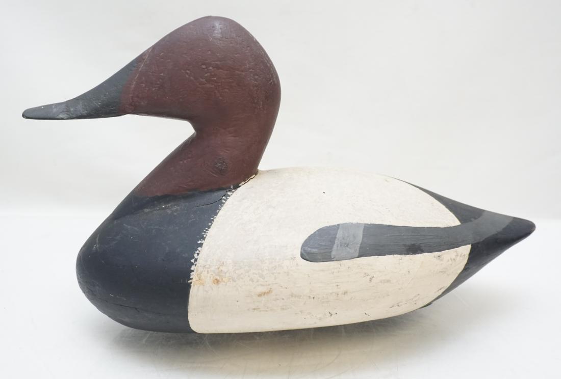 MADISON MITCHELL CANVASBACK: Vintage R. Madison Mitchell (1901-1993), Havre De Grace, Maryland Canvasback Decoy. Early model most likely 1950s. Measures 13"x8"x8 1/2". Weight 2 pds 10 oz. PROVENANCE: The estate of George A. Gehrk