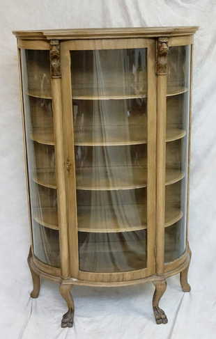 Large Oak Curio Cabinet Bow Front Curio Cabinet