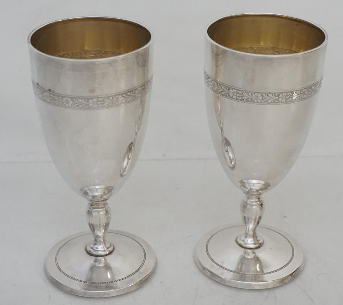2 TOWLE STERLING SILVER GOBLETS: A matched pair of Towle Sterling Silver Wine Goblets with gold wash. No monograms. Each 6 1/2". Weight combined 316 grams. Good condition. PROVENANCE: A Private Charleston SC Estate.