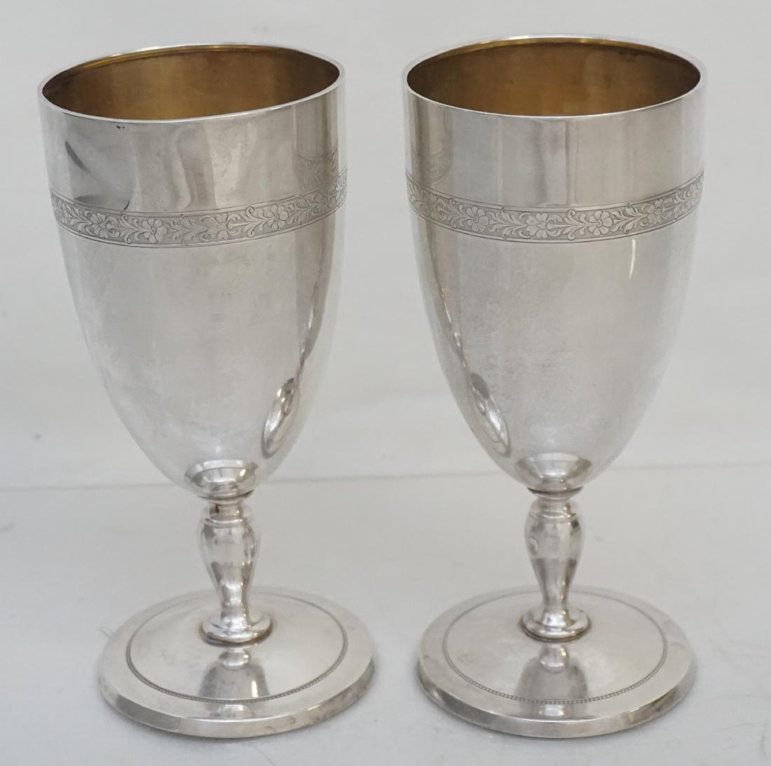 2 TOWLE STERLING SILVER GOBLETS: A matched pair of Towle Sterling Silver Wine Goblets with gold wash. No monograms. Each 6 1/2". Weight combined 316 grams. Good condition. PROVENANCE: A Private Charleston SC Estate.