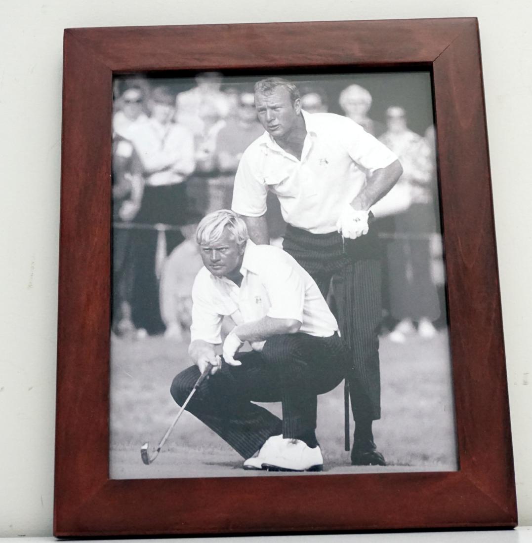 ARNOLD PALMER + JACK NICKLAUS PHOTO: Arnold Palmer & Jack Nicklaus 1971 Ryder Cup Framed Golf Photo 8"x10"x1". Weight 1 pd 6 oz. PROVENANCE: A Private Charleston SC Estate.