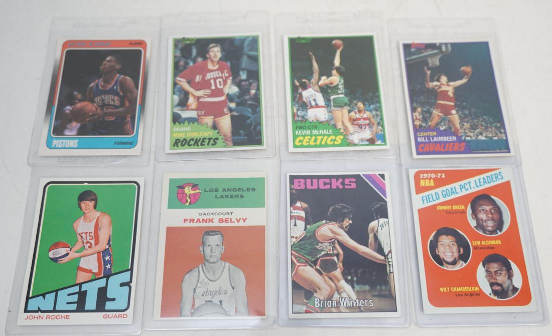 8 BASKETBALL CARDS LEW ALCINDOR - DENNIS RODMAN: All are in excellent condition. All are in sleeves. 1- 1971-72 Topps Basketball - NBA Field Goal Pct Leaders #140 Johnny Green - Lew Alcindor - Wilt Chamberlain. 2- Brian Winters signed Milwaukee Buck