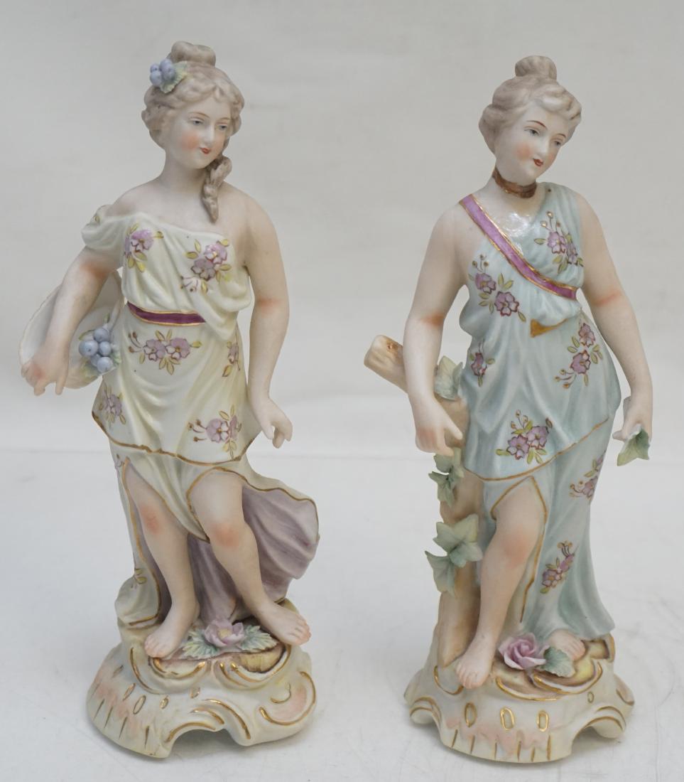 PAIR ARNART PORCELAIN FIGURINES: Pair of Porcelain Classical Maiden Figurines by Arnart Imports. Made in Japan. Each 8" tall. Weight 1 pd 2 oz. PROVENANCE: A Pawleys Island SC Private Estate.