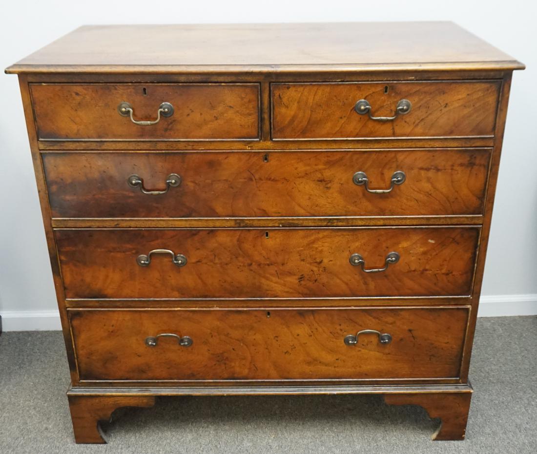 YORKSHIRE HOUSE CHIPPENDALE CHEST: 20th c. Chest in the manner of Thomas Chippendale. Two drawers over 3 long drawers. All locking. The chest is marked to inside of top left drawer with brass plate “Yorkshire House, Inc. High Point,