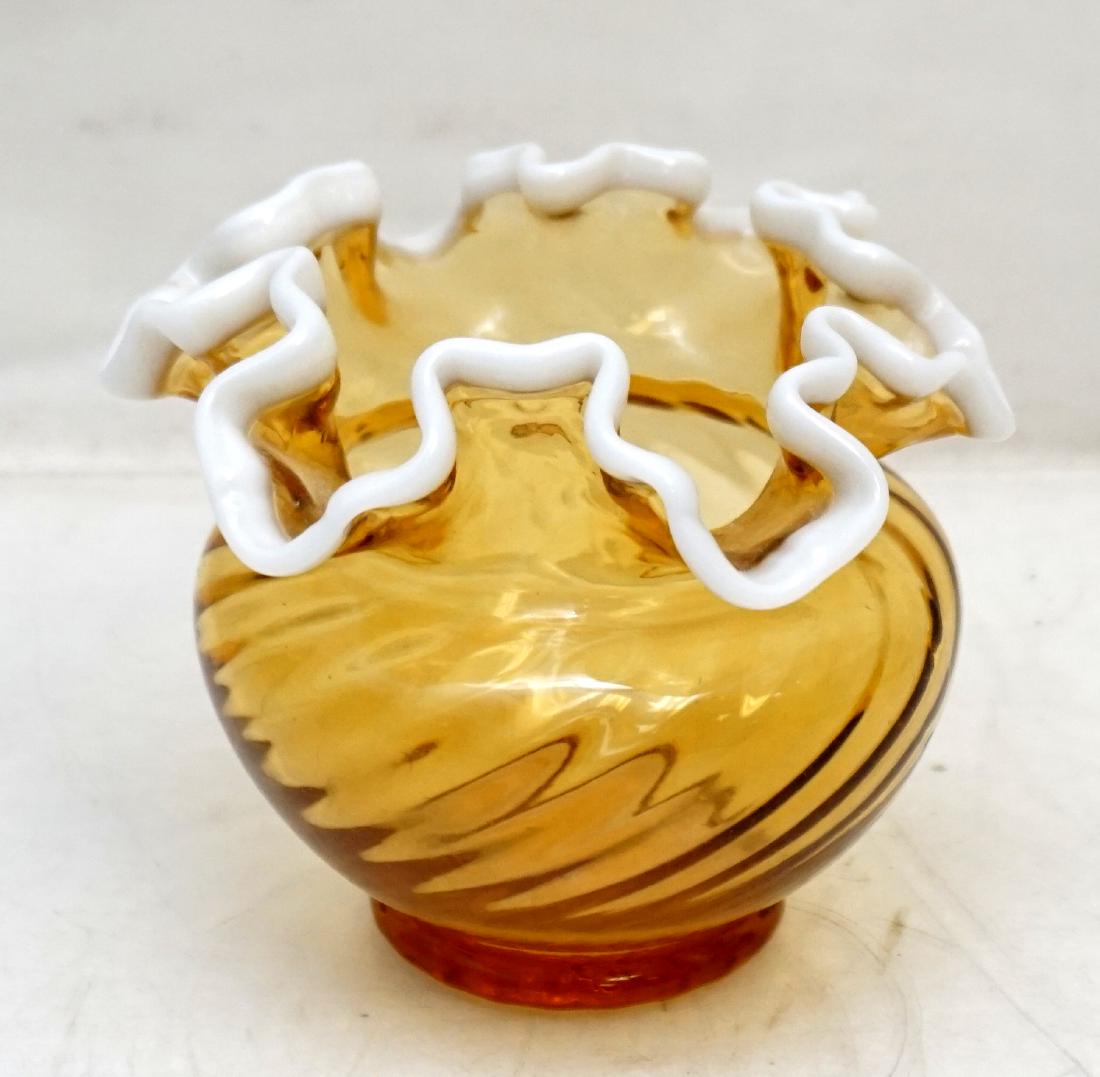FENTON AMBER SNOWCREST VASE (1 of 6)
