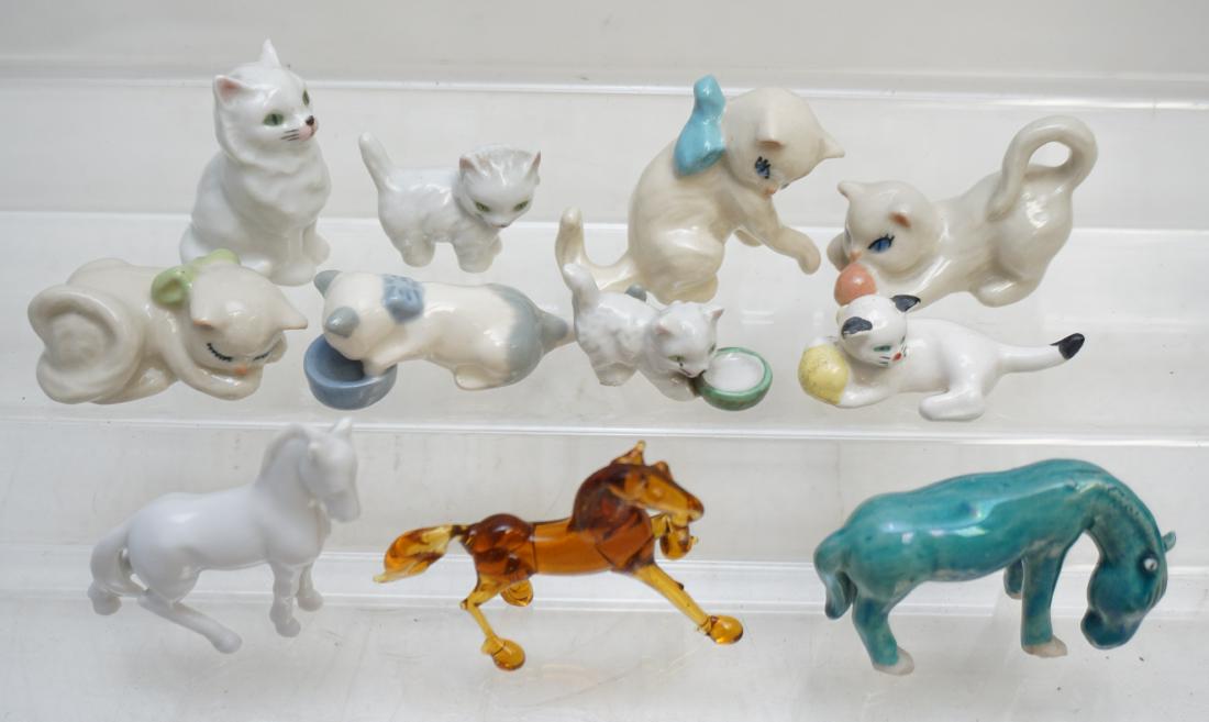 11 PORCELAIN CAT + HORSE FIGURINES (1 of 8)