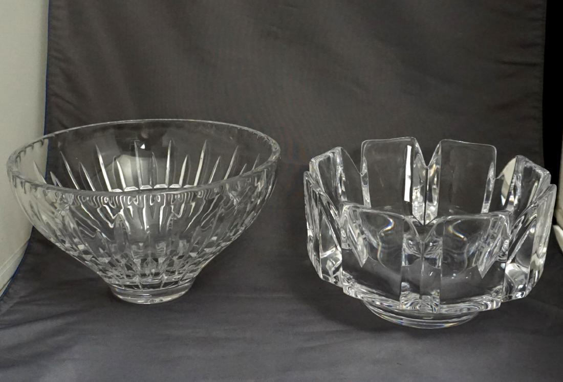 2 ORREFORS + CESKA BOWLS: Both in excellent condition. 7 1/2"x7 1/2"x 4 1/2". 1- Orrefors Corona Bowl 2- Ceska Bohemian Blown Glass Bowl in the Prague pattern 8 1/2"x8 1/2"x4 3/4". Weight 9 pds 11 oz. PROVENANCE: A Charleston 