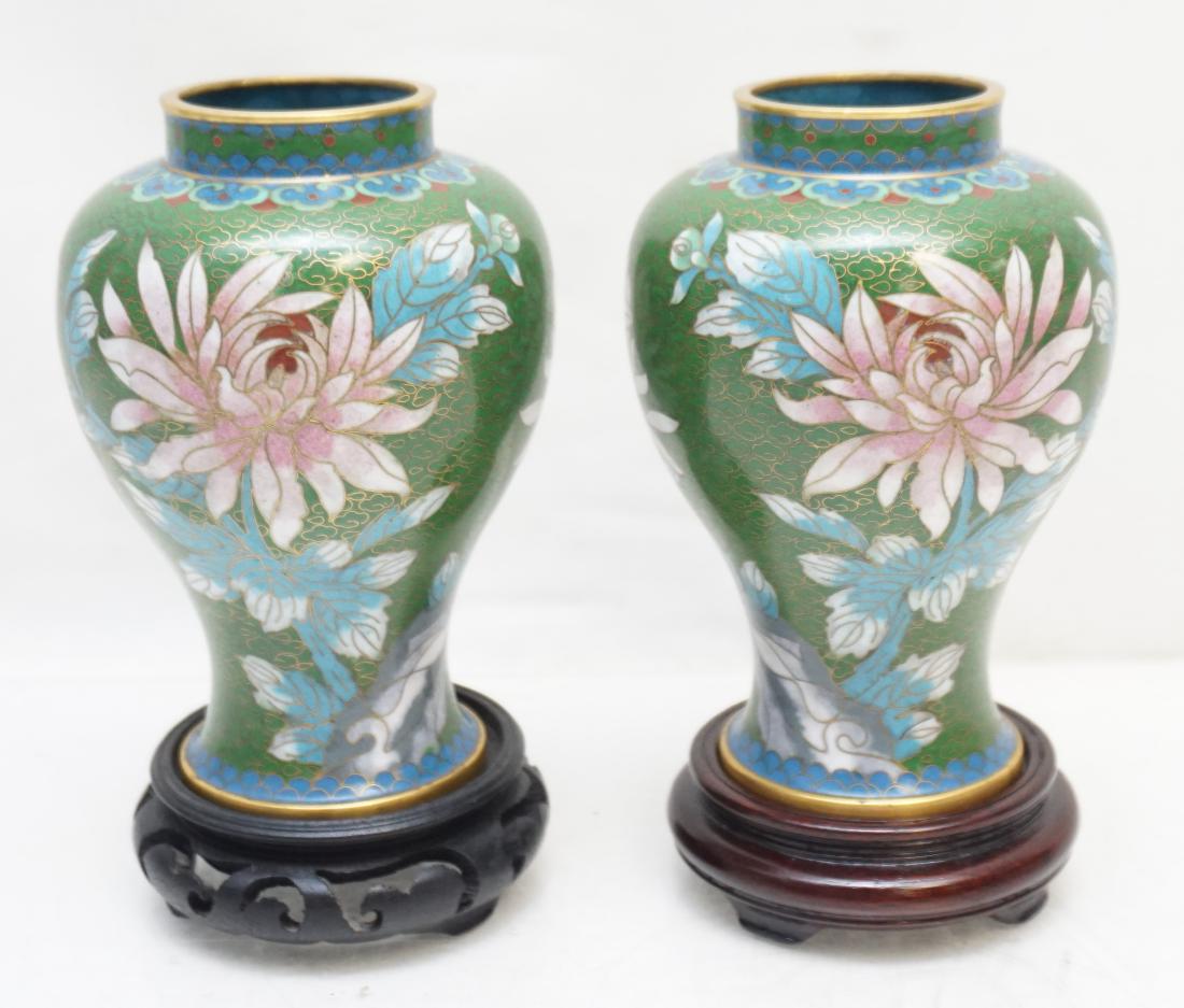 PAIR CHINESE CLOISONNE VASES (1 of 9)