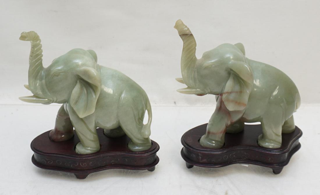 PAIR CARVED JADE / JADITE ELEPHANTS (1 of 9)