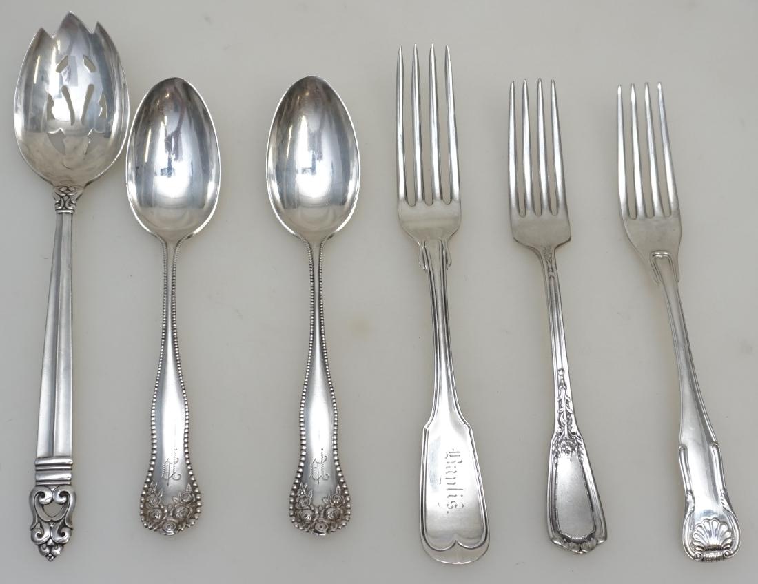 6 STERLING SILVER SERVING SPOONS + FORKS (1 of 9)
