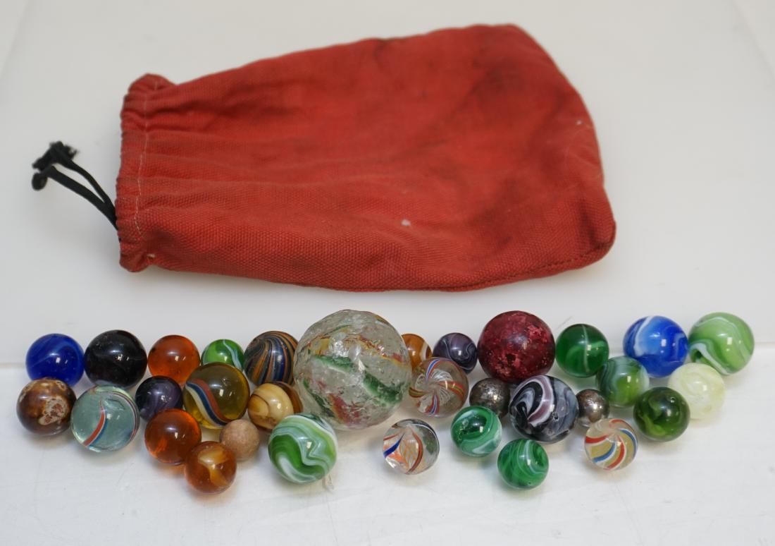 BAG of 30 ANTIQUE MARBLES (1 of 7)