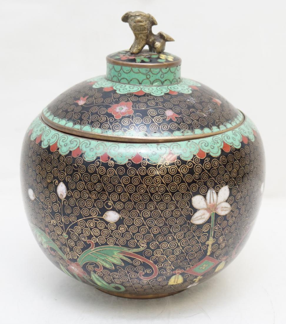 CHINESE CLOISONNE ENAMEL FOO DOG JAR (1 of 10)