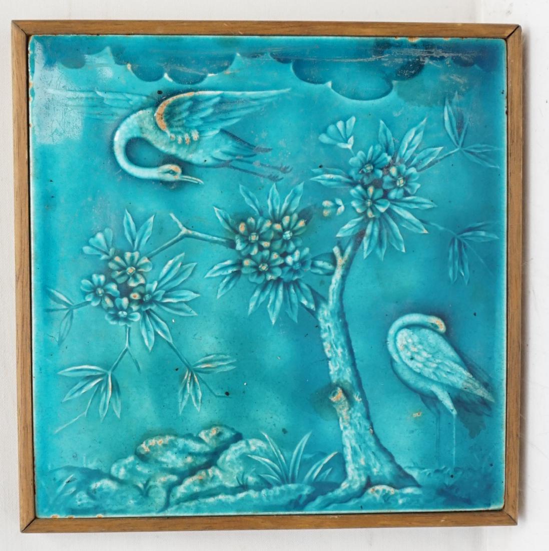 19th c MINTON AESTHETIC TILE STORKS (1 of 10)