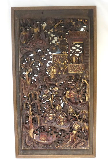 19th C Chinese Carved Wood Panel 19th C Chinese Carved Wood Panel