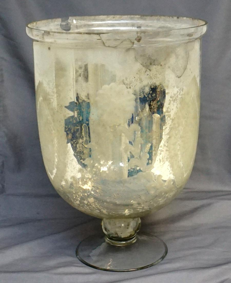 ETHAN ALLEN MERCURY GLASS COMPOTE: Large Ethan Allen Faux Mercury Glass Footed Compote. Measures 9 1/2"x9 1/2"x12 3/4". Weight 4 pds 5 oz. PROVENANCE: A Private Charleston SC Estate