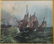 19th c OYSTER BOATS OIL ON CANVAS - 2