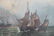 19th c OYSTER BOATS OIL ON CANVAS - 3
