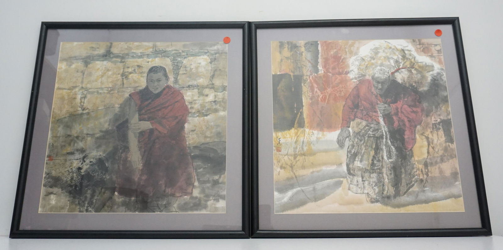 2 BUDDHIST MONKS YOUNG & OLD ORIGINALS (1 of 11)