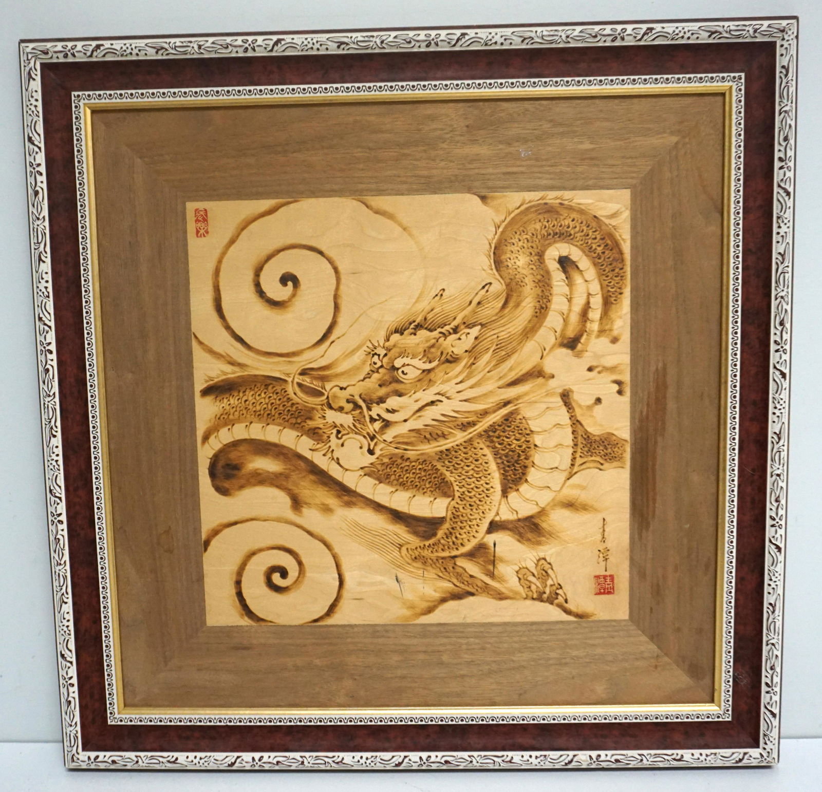 PYROGRAPHY ASIAN DRAGON SIGNED (1 of 10)
