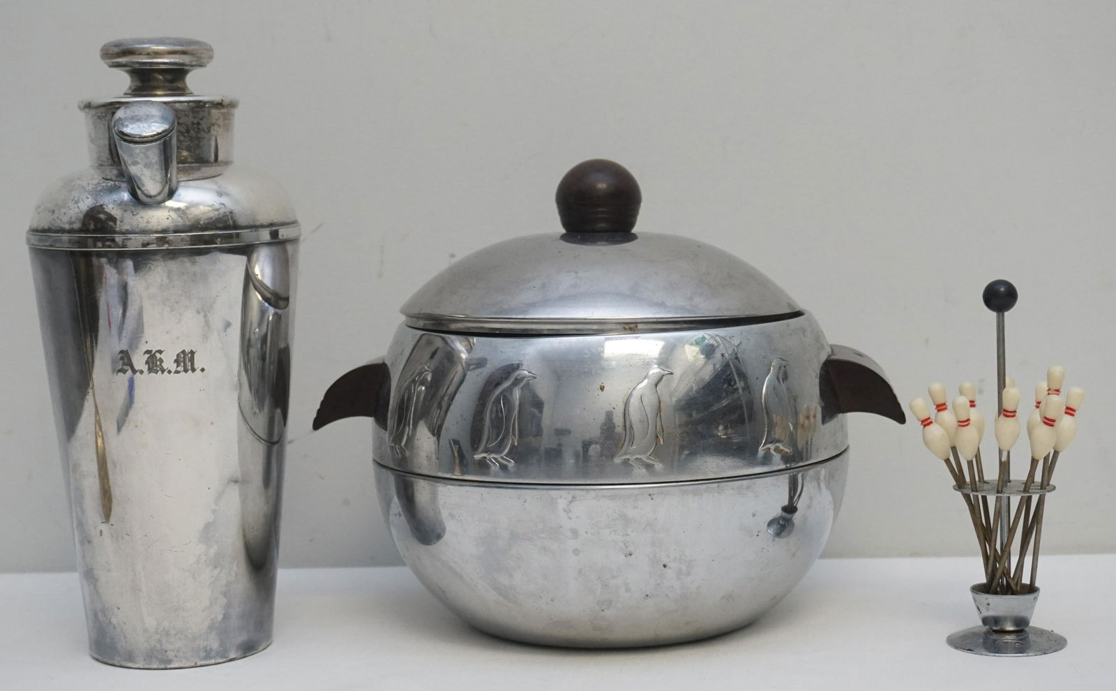 VINTAGE 3 PIECE COCKTAIL SHAKER - ICE BUCKET + (1 of 11)