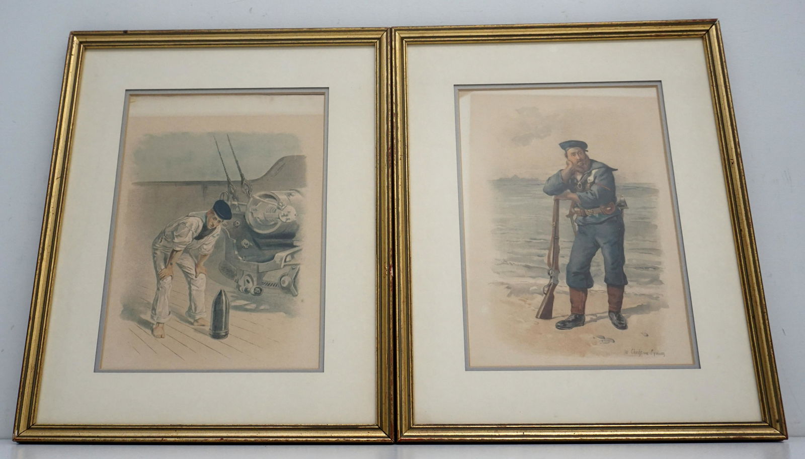 PAIR 19th c. MARITIME CHROMOLITHOGRAPHS (1 of 7)