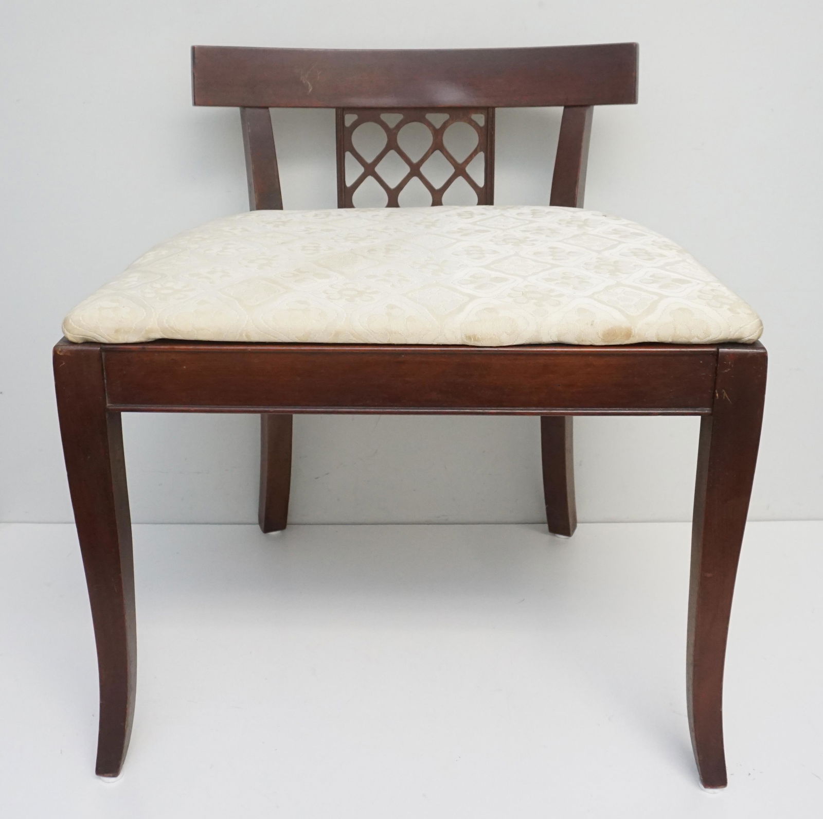 MAHOGANY UPHOLSTERED VANITY CHAIR (1 of 7)