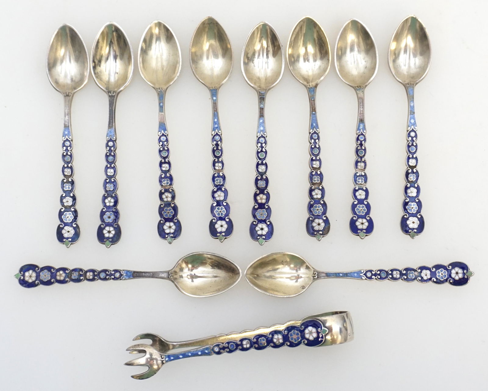 1893 GORHAM STERLING ENAMELED DEMITASSE SET (1 of 7)