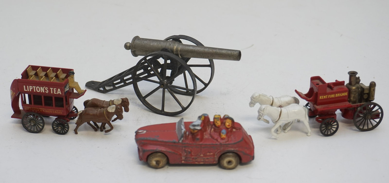 4 pc VINTAGE TOY VEHICLES + CANNON (1 of 6)