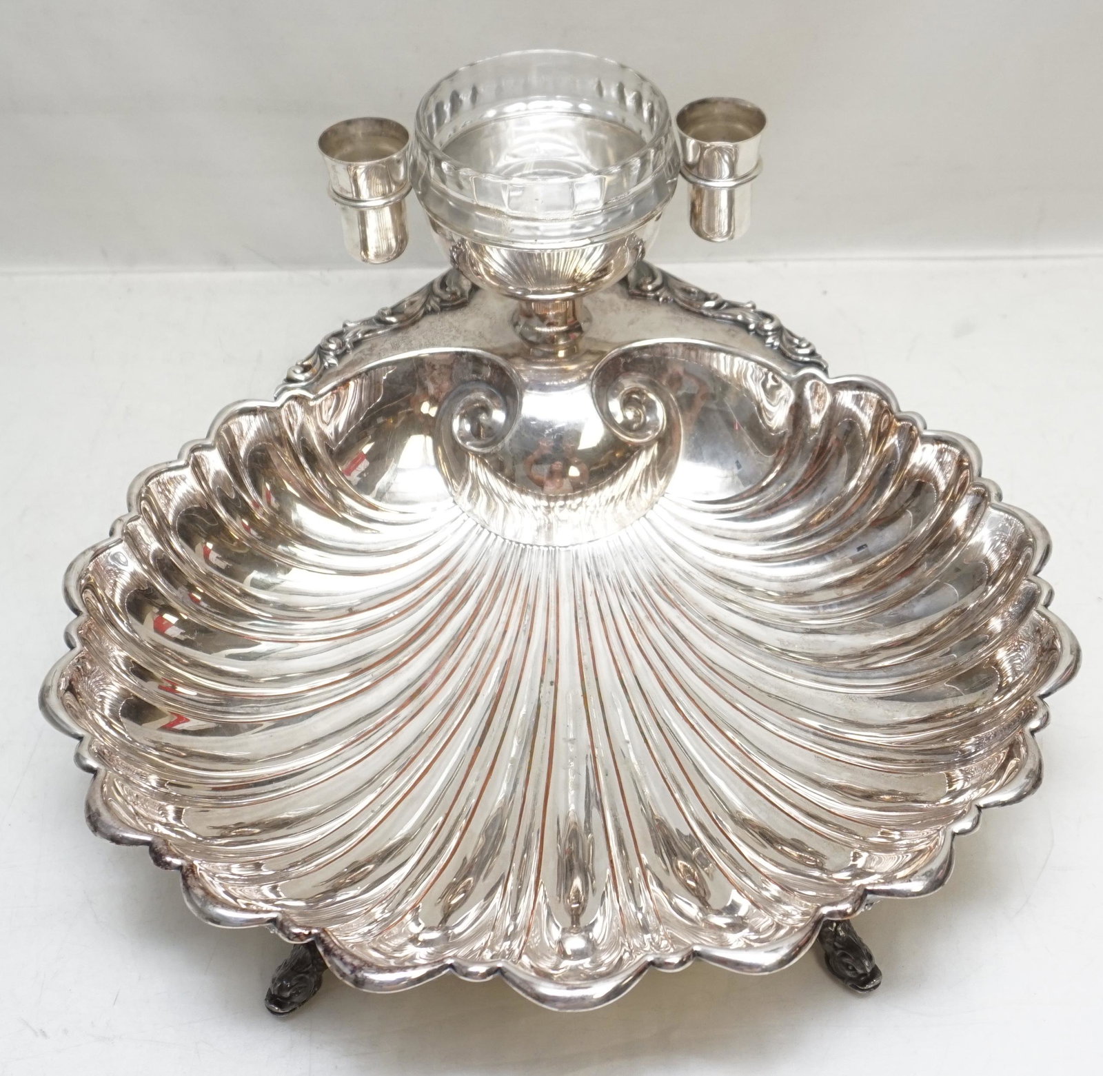SILVER PLATED DOLPHIN FOOTED SERVER (1 of 10)