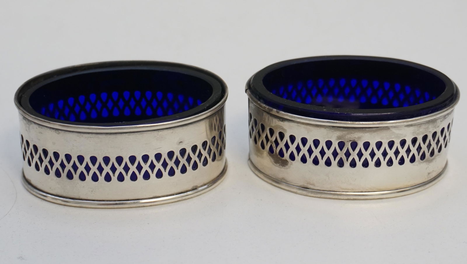 PAIR AMERICAN STERLING SALTS COBALT BLUE INSERTS (1 of 9)