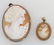 2 VINTAGE CAMEOS 10K & STERLING