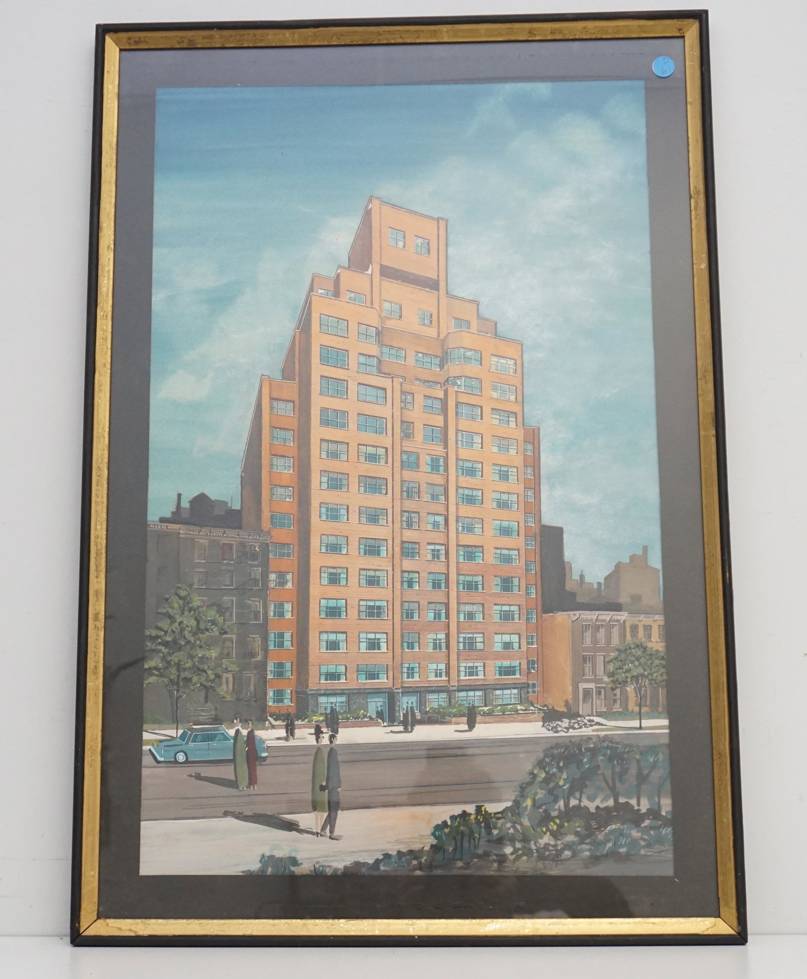 SIDNEY GOLDHAMMER NYC MID CENTURY ORIGINAL: Vintage Mid Century 1964 Original New York Architectural Rendering by Sidney Goldhammer NYC. Gouache and Watercolor of Allen House, 340 East 51st Street. Fabulous mid century view of midtown manhattan